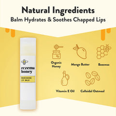 ECZEMA HONEY Organic Mango Butter Lip Balm nourishes dry lips with a smooth glide.