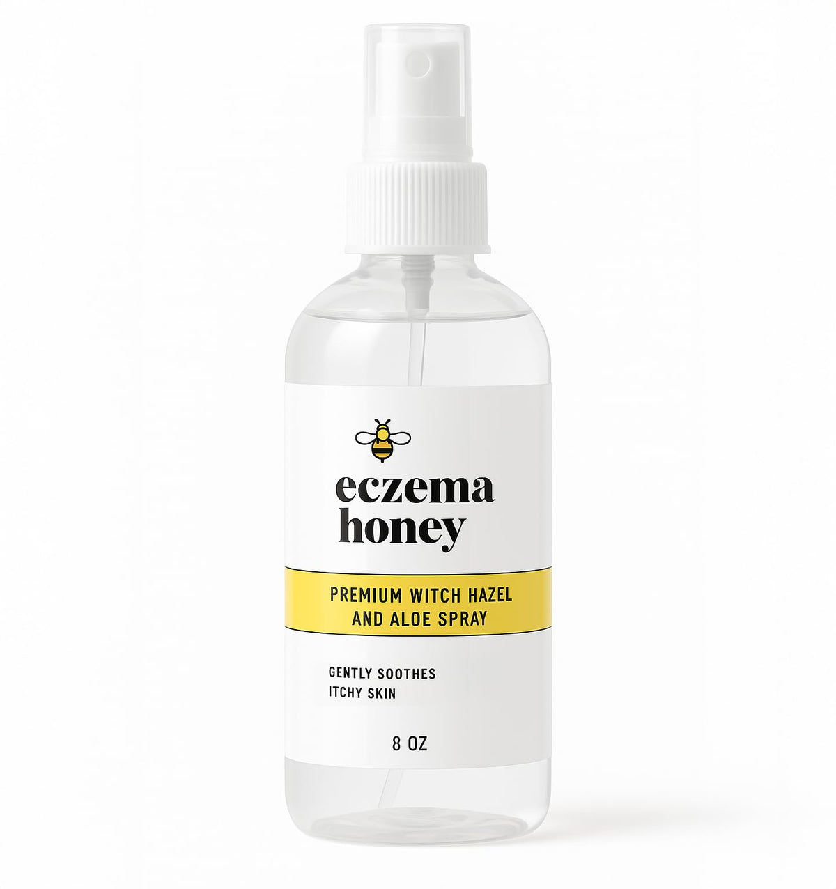 ECZEMA HONEY Premium Witch Hazel and Aloe Spray bottle pour for easy, soothing application.