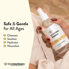 ECZEMA HONEY Premium Witch Hazel and Aloe Spray ingredients oatmeal illustrate soothing blend.