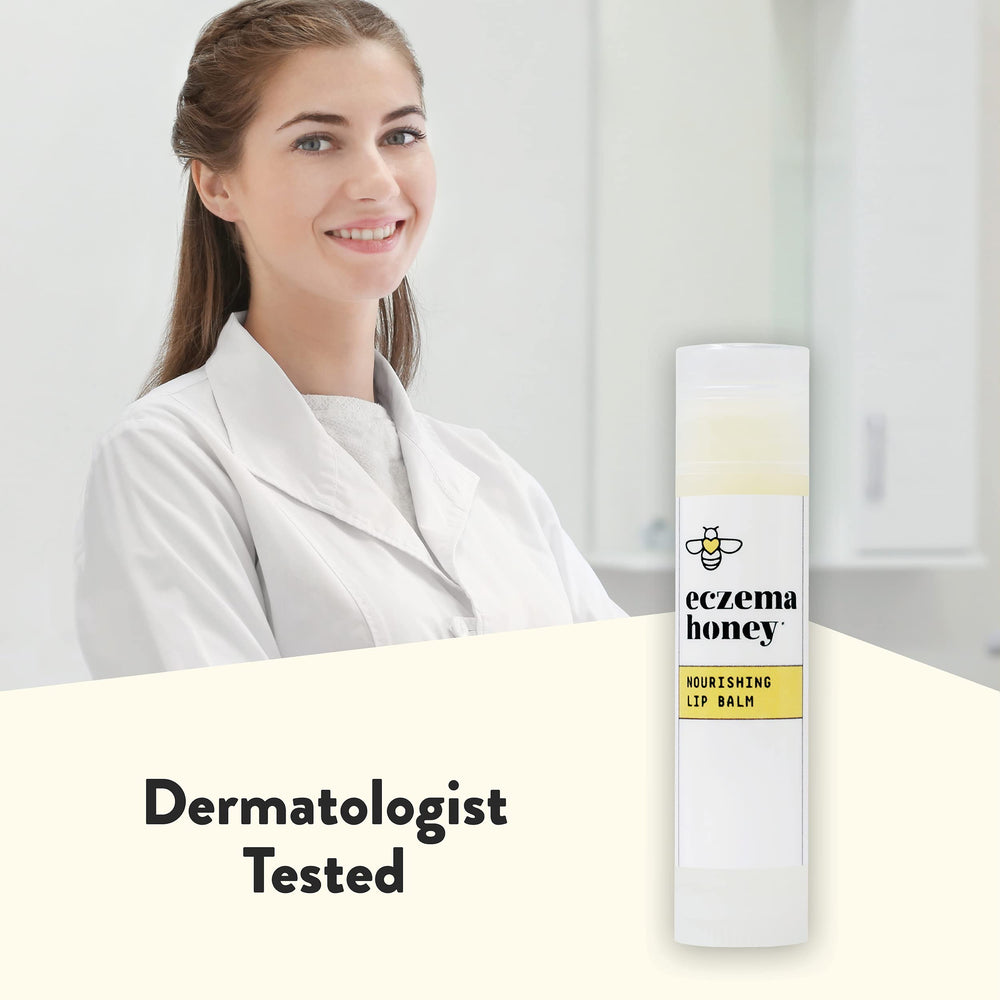 ECZEMA HONEY Shelf-stable lip balm lasts two years for travel.