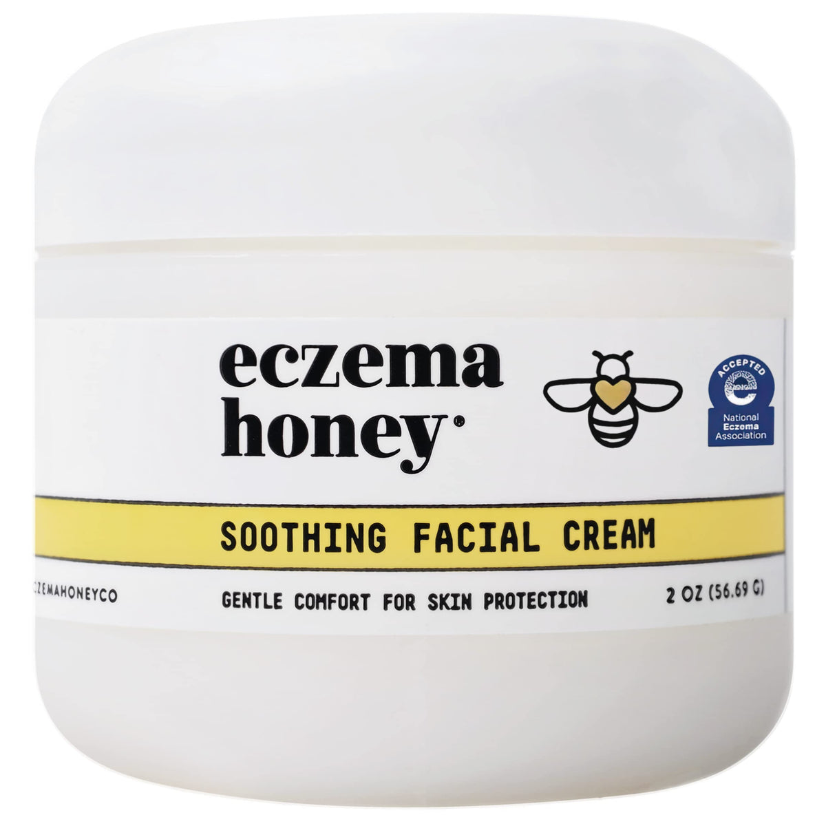 Eczema Honey soothing facial cream jar showing daily moisture for dry skin