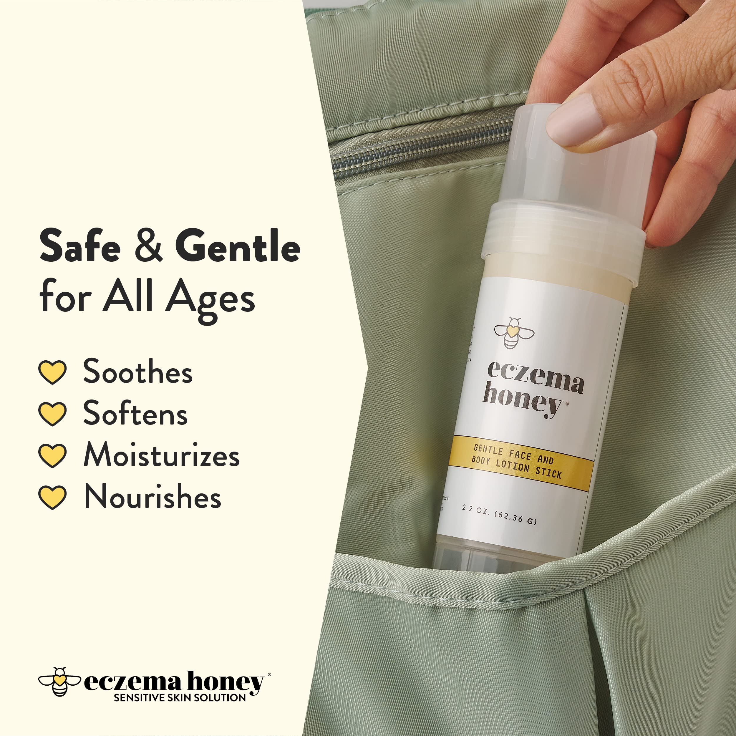 ECZEMA HONEY texture close-up highlights lightweight soothing action.