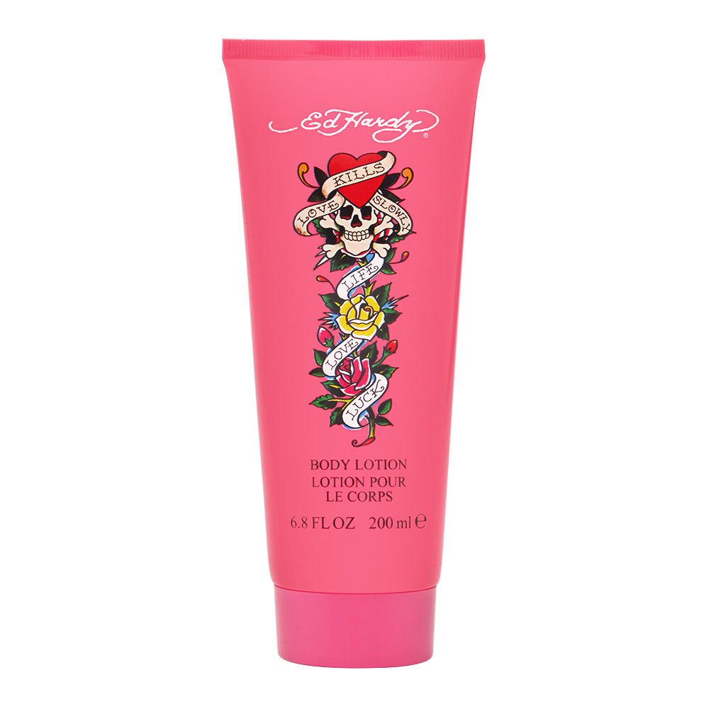 ED HARDY Christian Audigier body lotion bottle for daily hydration and soft skin.