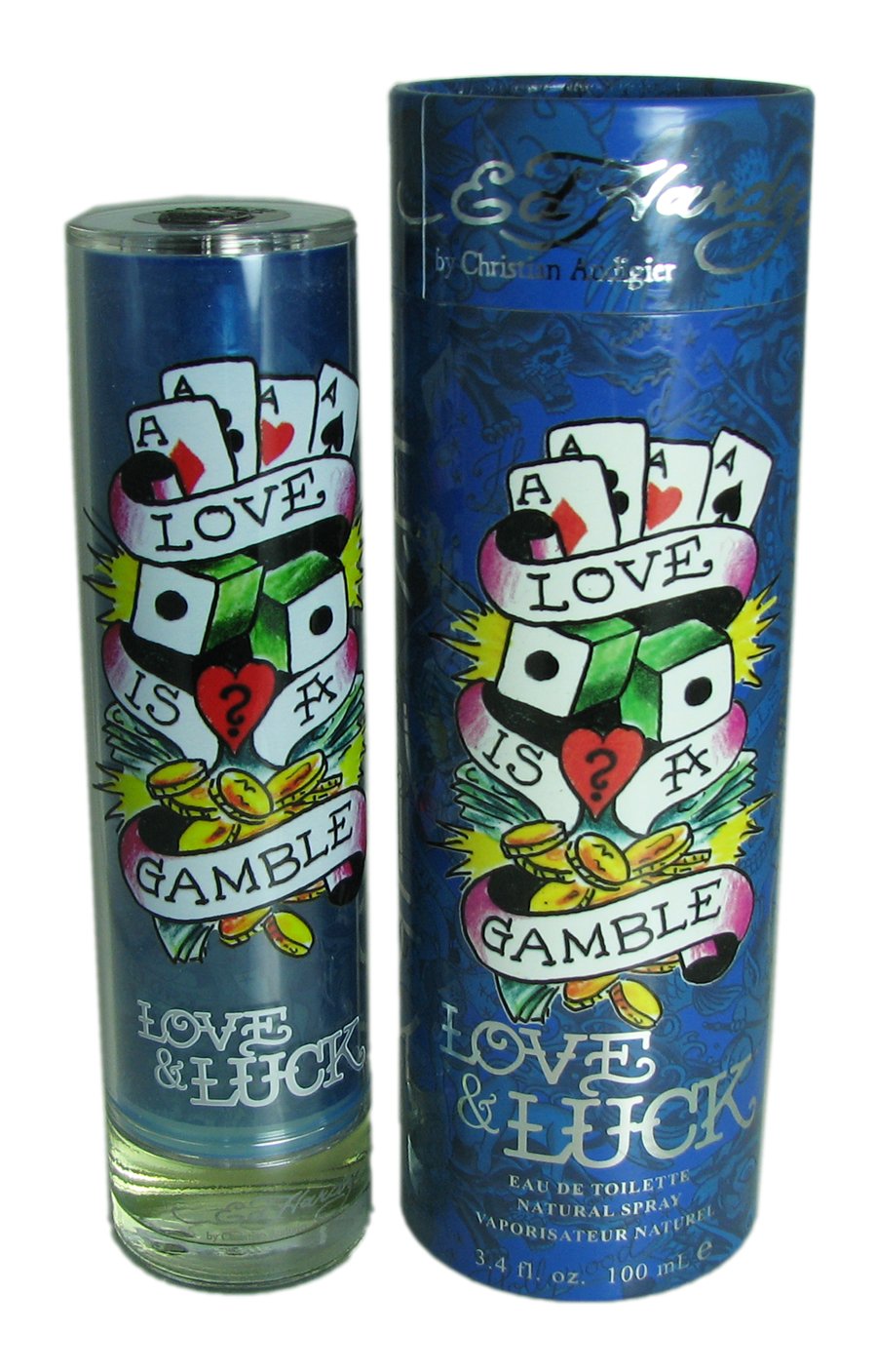 Christian Audigier Love and Luck Ed Hardy bottle, versatile evening fragrance.