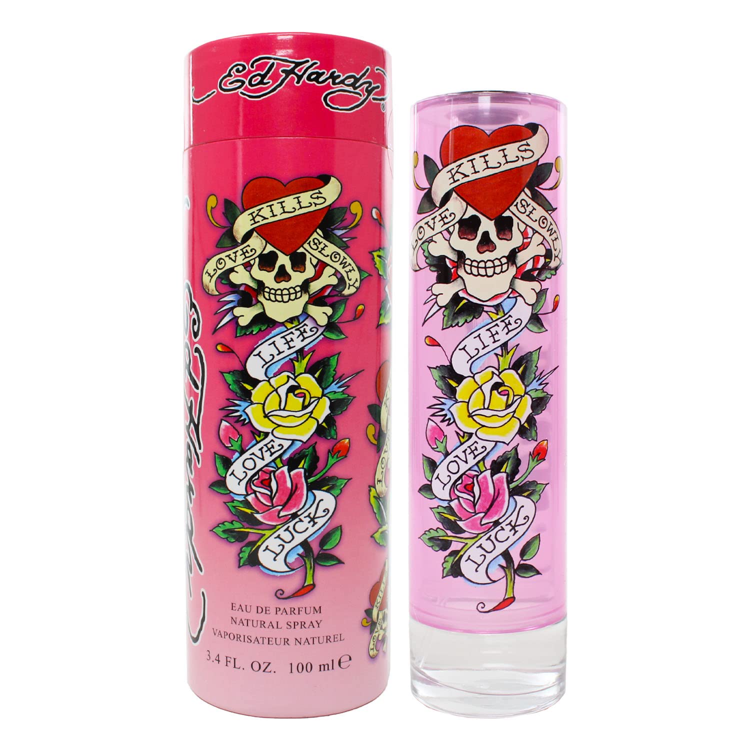 Ed Hardy for Women EDP cap detail showcases brand flair.