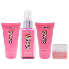 Ed Hardy Women’s Gift Set body wash cleanses with a lasting fruity-floral aroma.