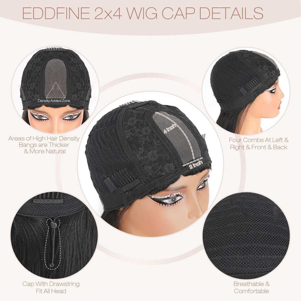 eddfine 18-inch straight wig—dense 180% for fullness