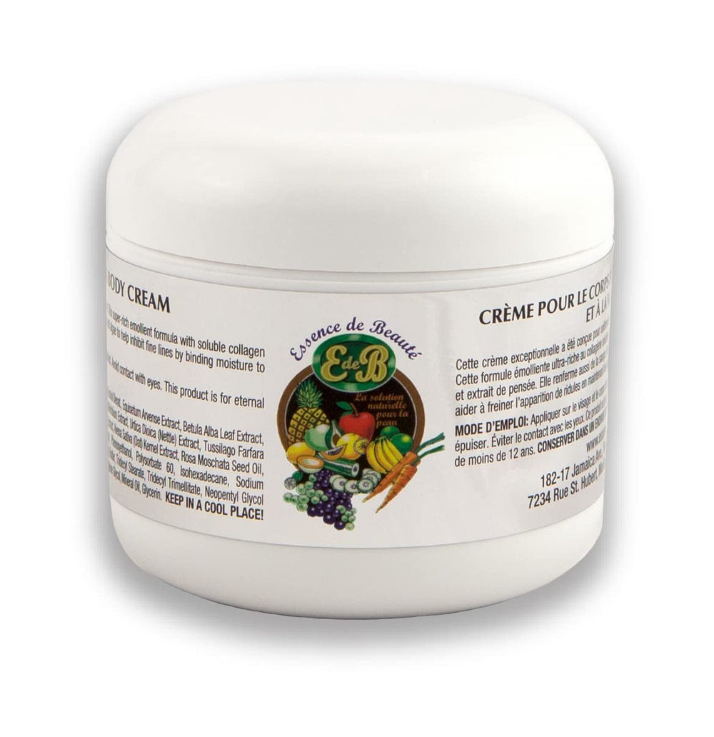 E de B Essence de Beaute Collagen Cream 8oz jar for hydrated, smoother skin texture.