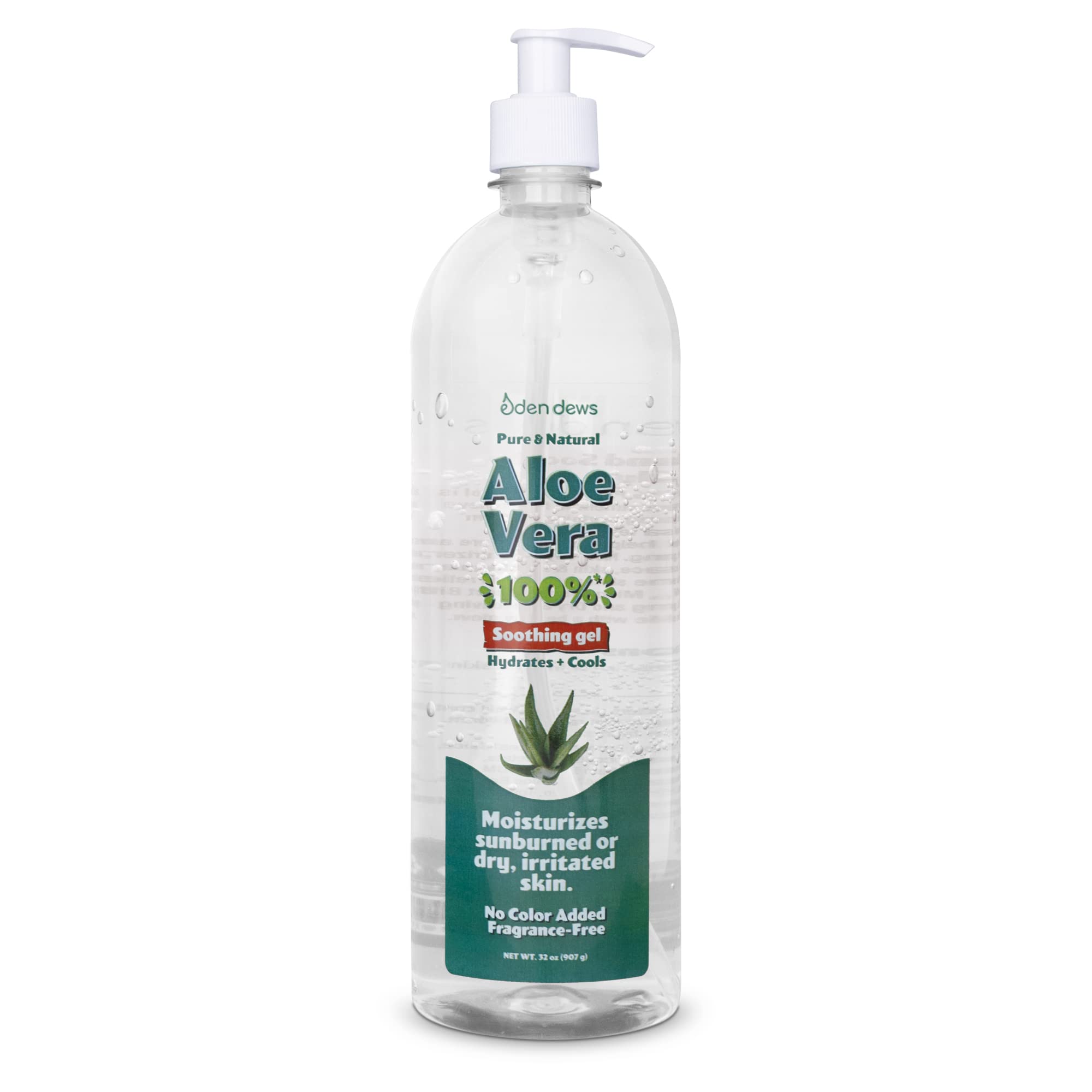 After-sun cooling with Eden Dews aloe gel for comfortable skin.