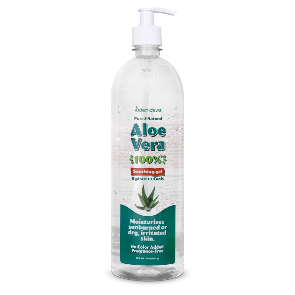 After-sun cooling with Eden Dews aloe gel for comfortable skin.