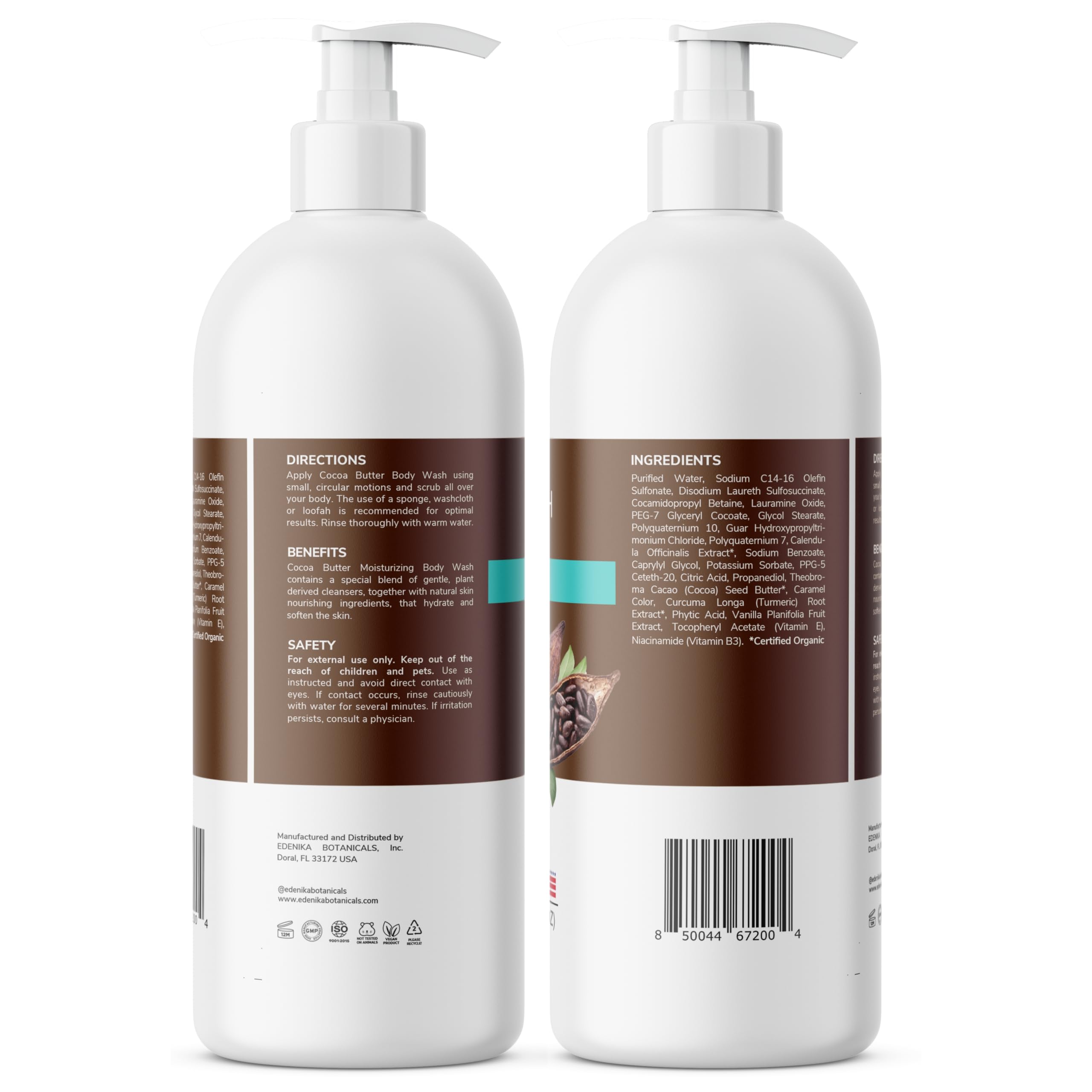 EDENIKA Cocoa Butter Body Wash two-pack image emphasizes value and hydration