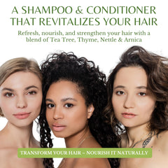 EDENIKA BOTANICALS Après-shampoing Tea Tree—flacon verso, composants naturels