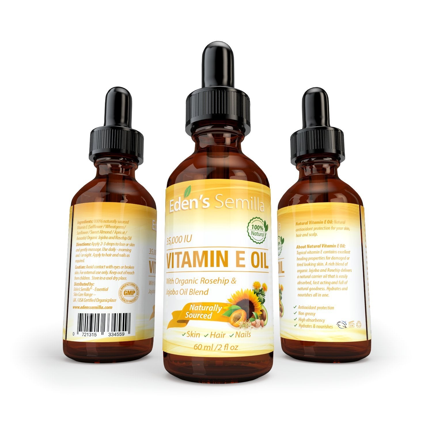 Eden's Semilla rosehip jojoba blend closeup highlighting natural carrier oils.