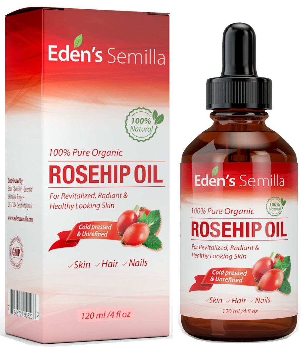 Eden's Semilla rosehip oil bottle with dropper for smooth daily hydration.