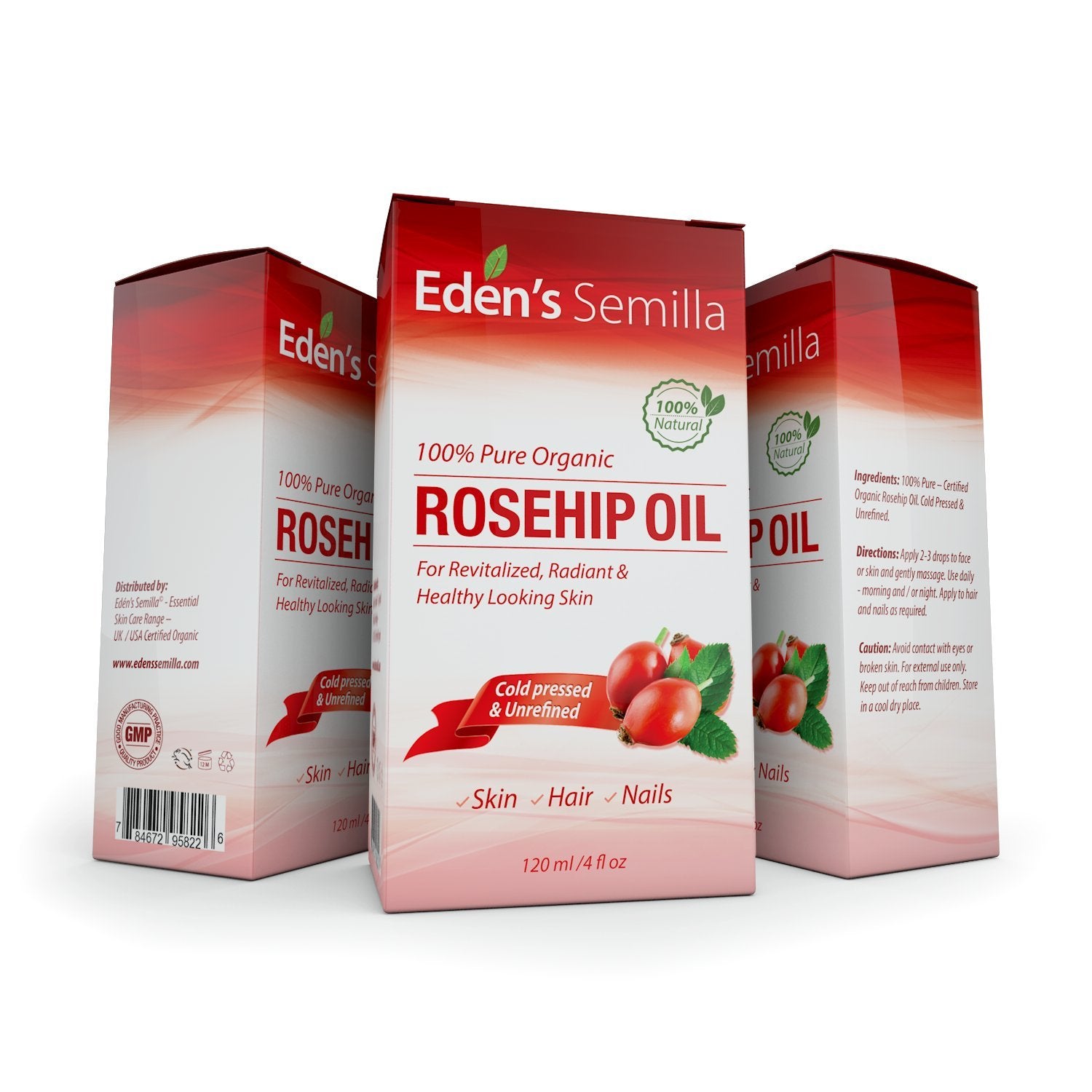 Eden's Semilla label close-up shows certified organic, cold-pressed formula.