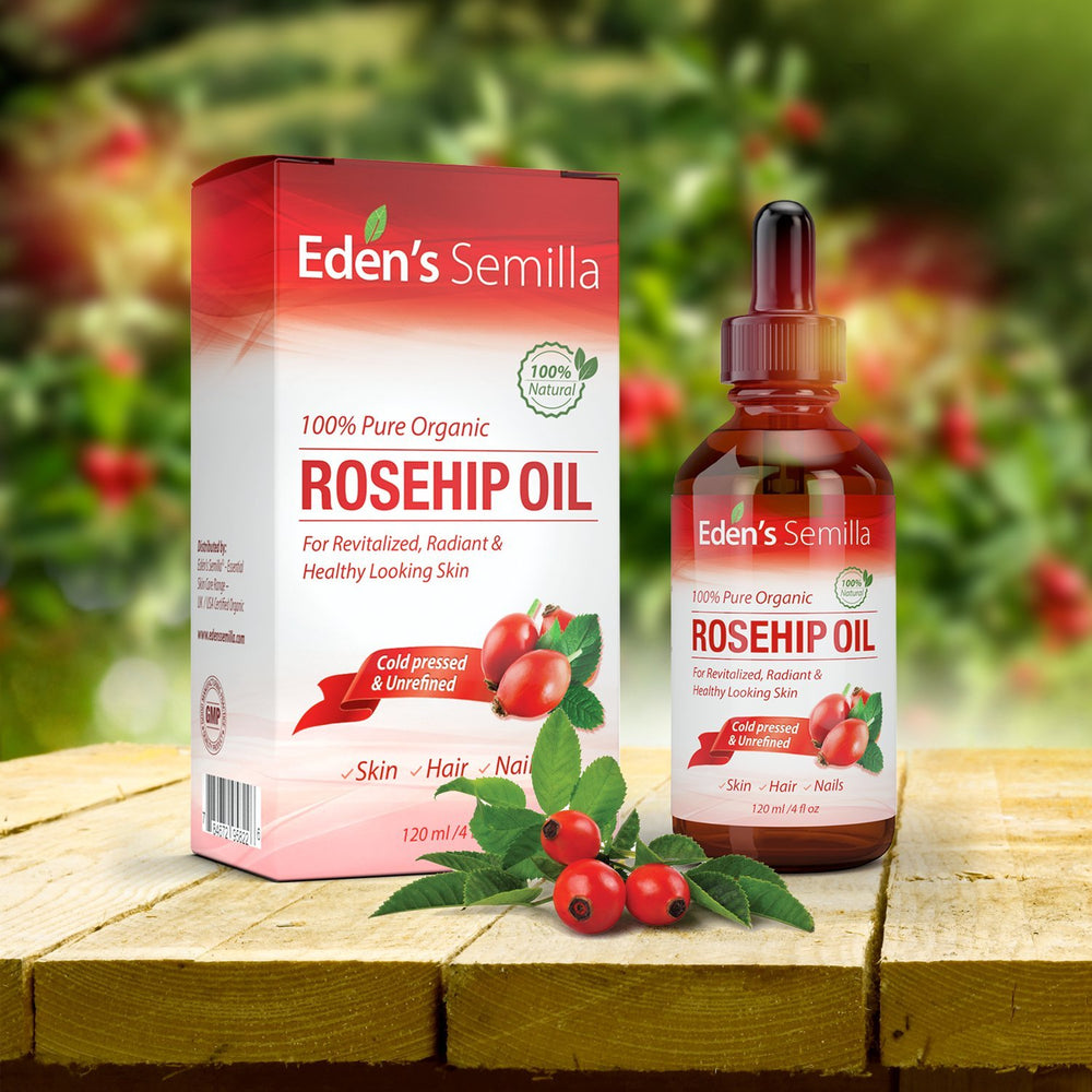 Eden's Semilla rosehip oil applied to skin, absorbs quickly.