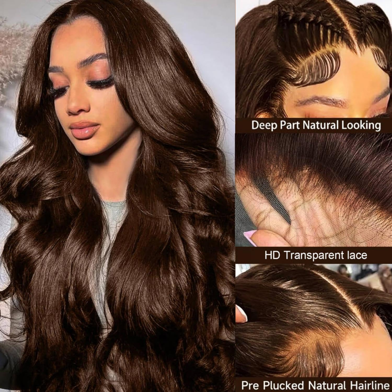 ediere hd lace front wig 13x4 brown body wave creates a seamless hairline