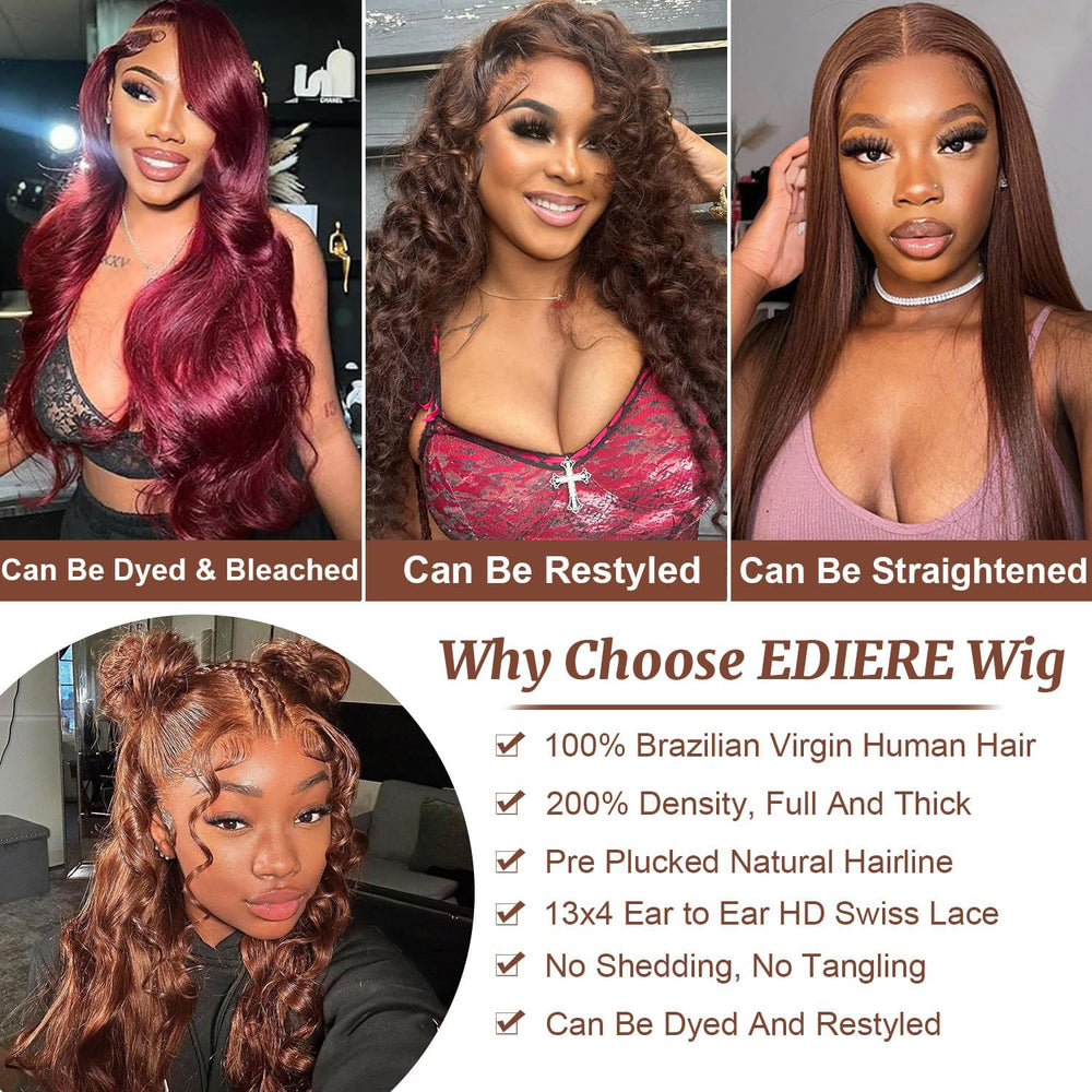 ediere pre-plucked baby hair lace front wig adds realistic edges
