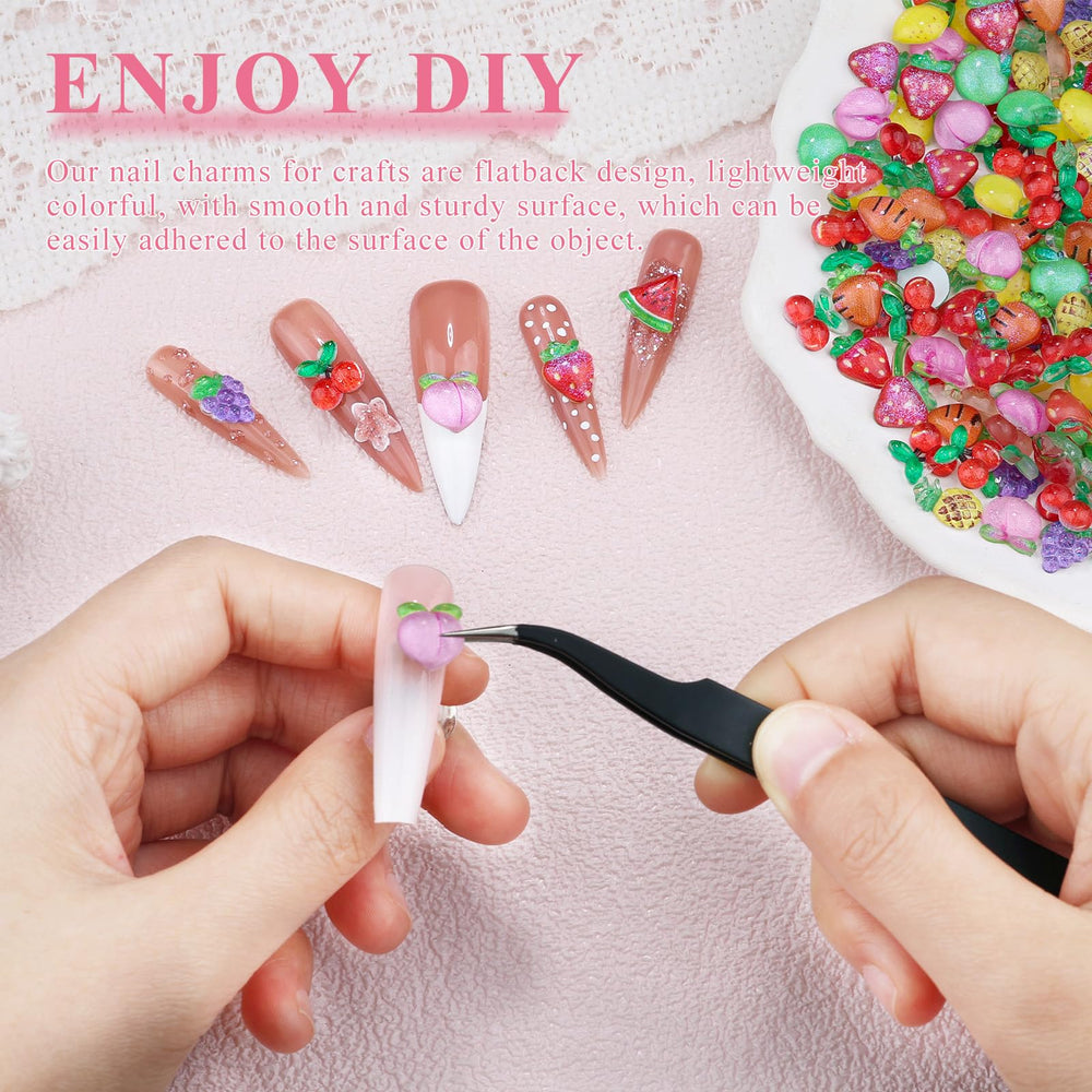 EditTime grape 3D charm suits chic, playful nail designs.