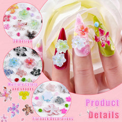 EditTime Hawaii hibiscus 3D nail charms colorful petals for DIY nail art.