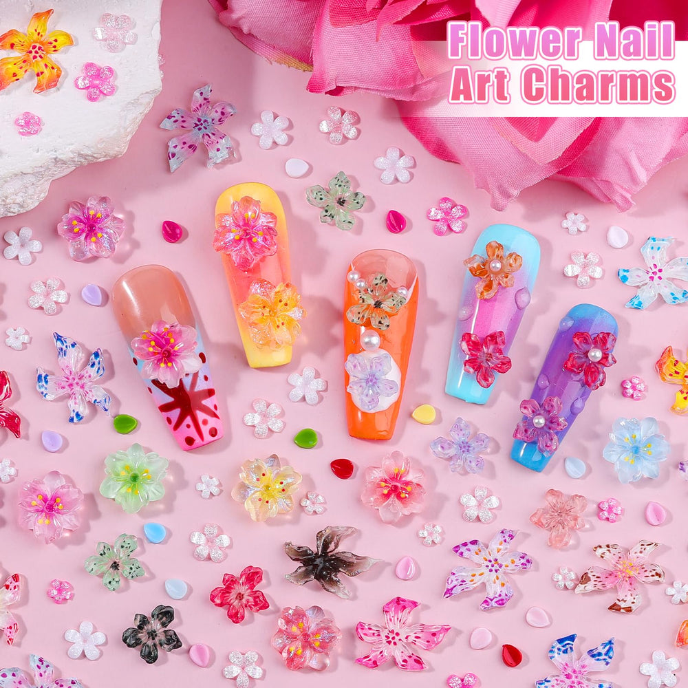 EditTime Hawaii hibiscus charms in resin for effortless nail art accents.