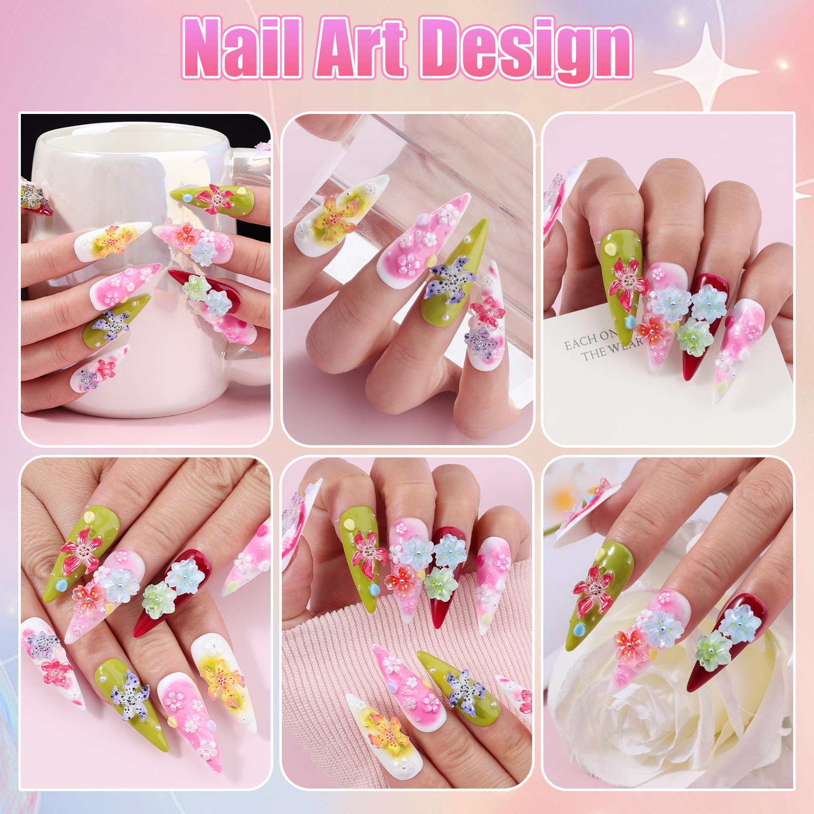 EditTime Hawaii hibiscus decorative nail gems for Hawaii-inspired designs.