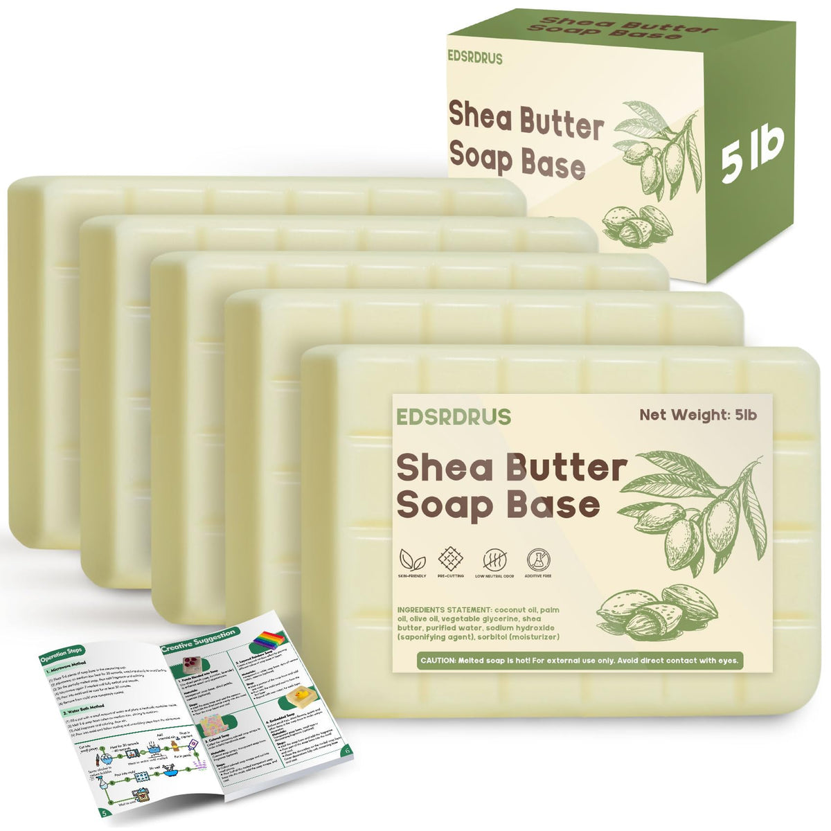 EDSRDRUS 5lb glycerin soap base in bars for scenting and bulk gifts.
