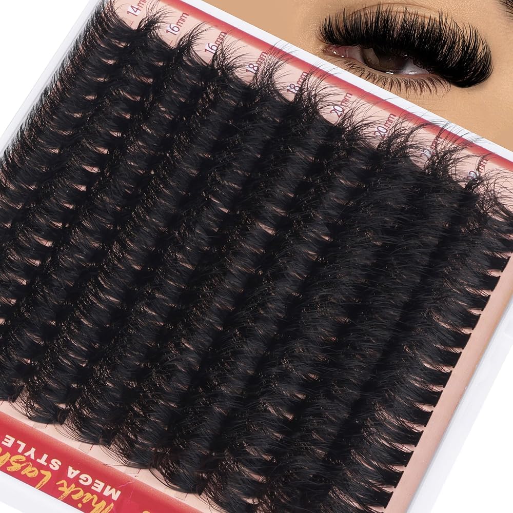 Eefofnn fluffy lash clusters close-up showing voluminous 270D density for dramatic lashes