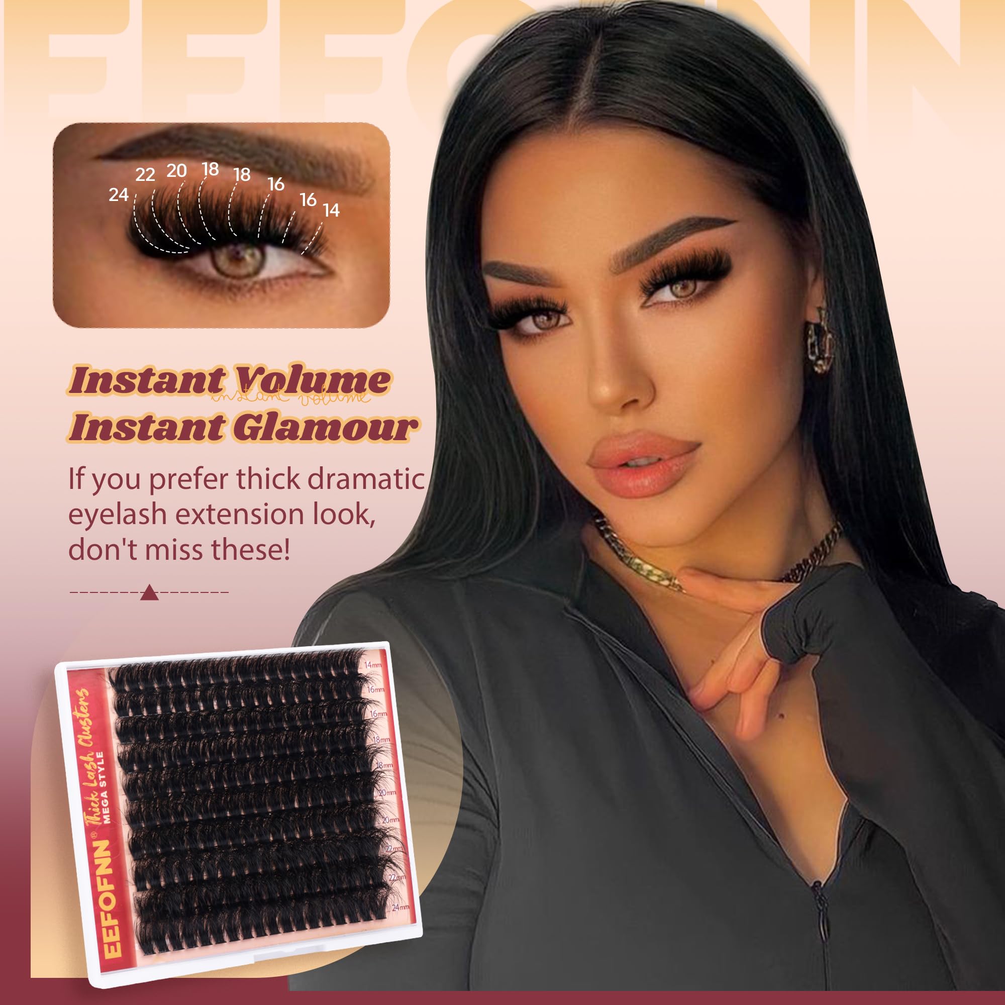 Eefofnn fluffy lash clusters DIY at-home application for beginners and pros