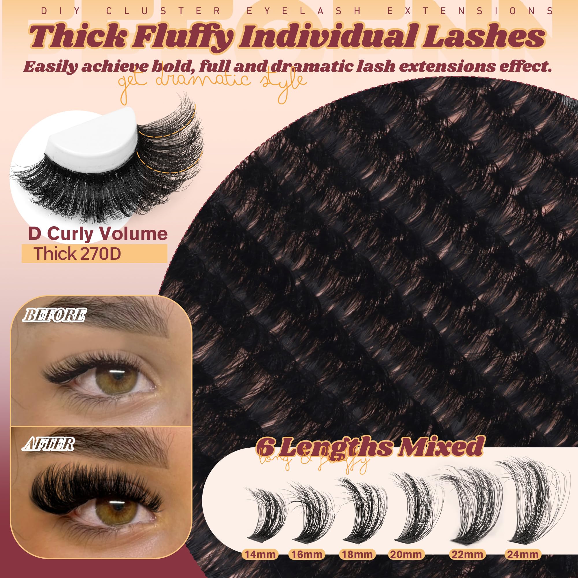 Eefofnn fluffy lash clusters soft feather-light fibers for comfortable all-day wear