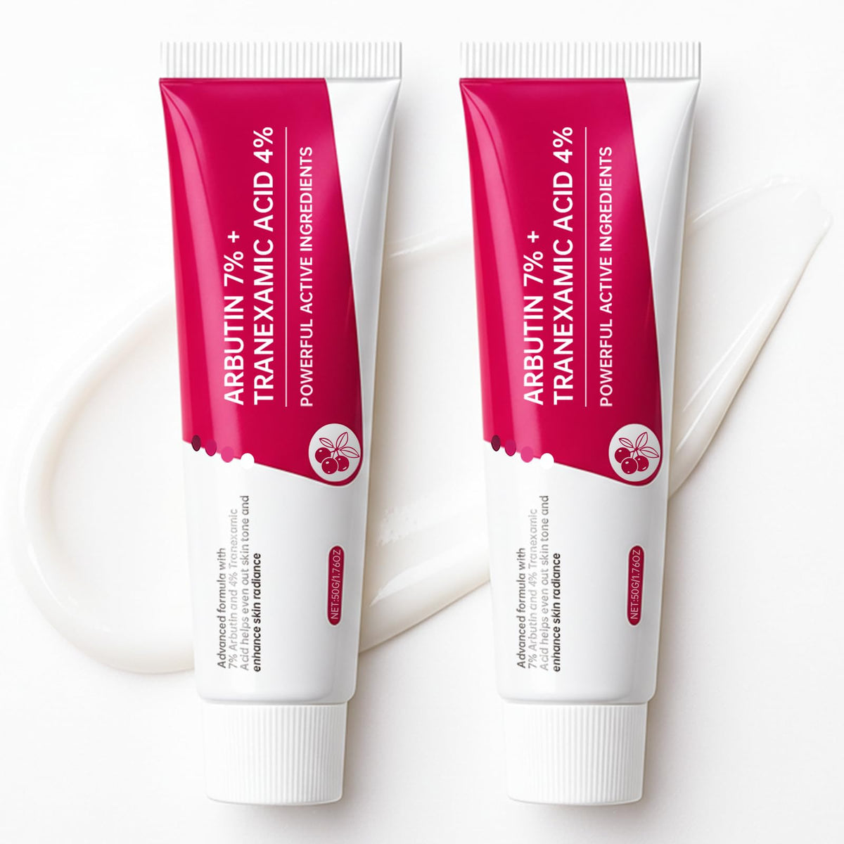 EELHOE 2Pcs Arbutin 7% + Tranexamic 4% cream tube for brightening.