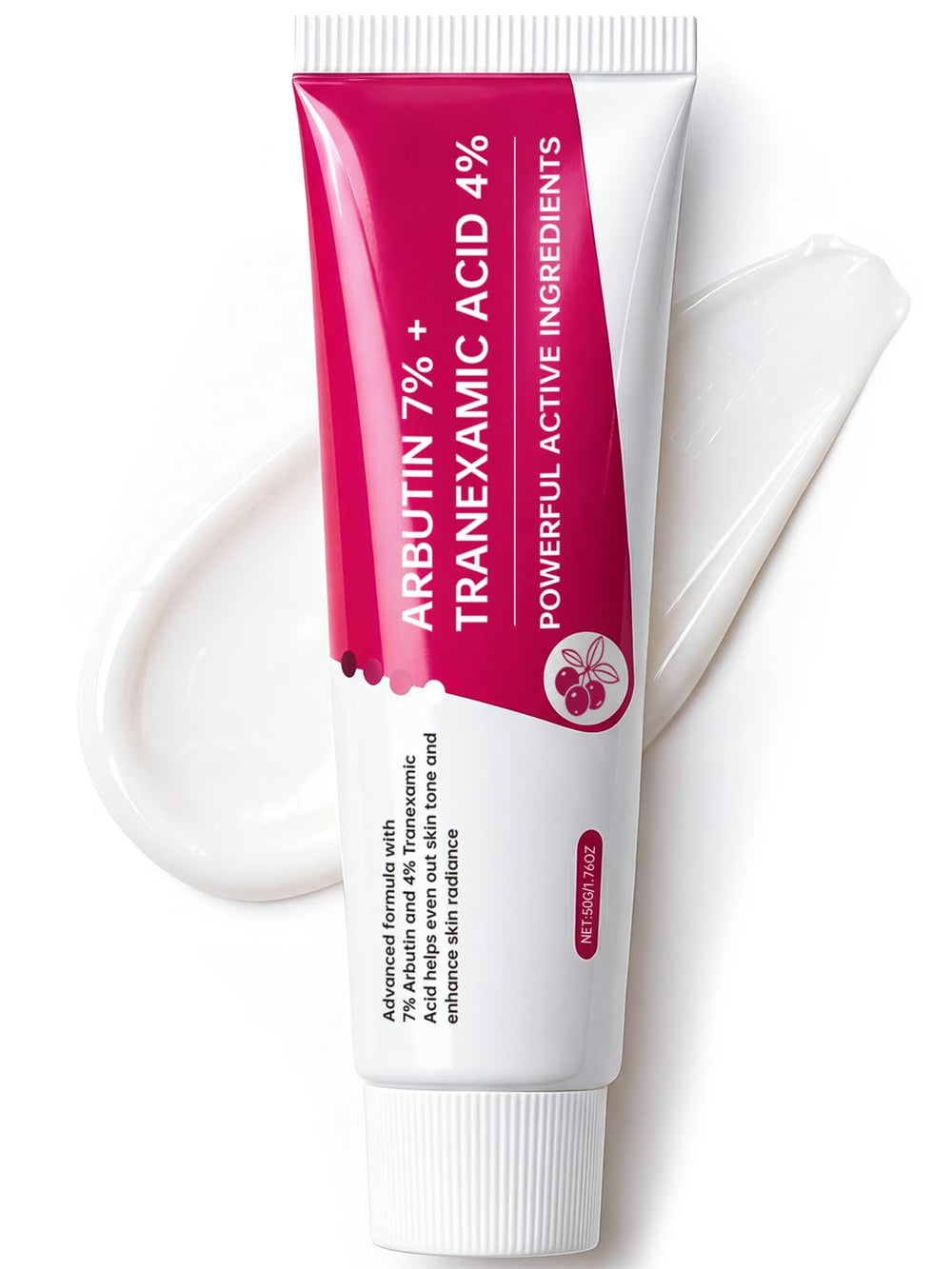 EELHOE Arbutin 7% and Tranexamic Acid 4% cream jar showing even skin tone potential.