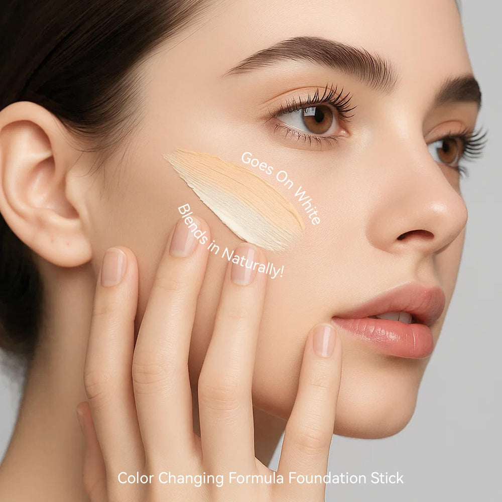 EELHO dual-ended foundation stick with built-in blending brush ready for smooth application