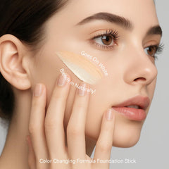 EELHO dual-ended foundation stick with built-in blending brush ready for smooth application
