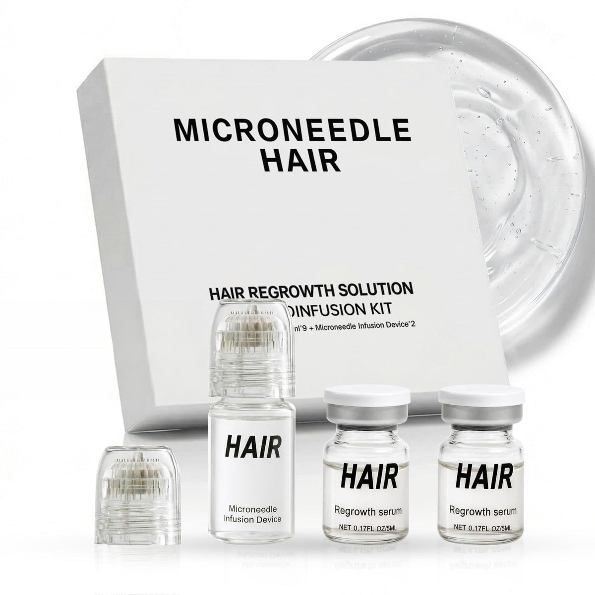EELHOE micro-infusion tool with gold tip for precise scalp treatment.