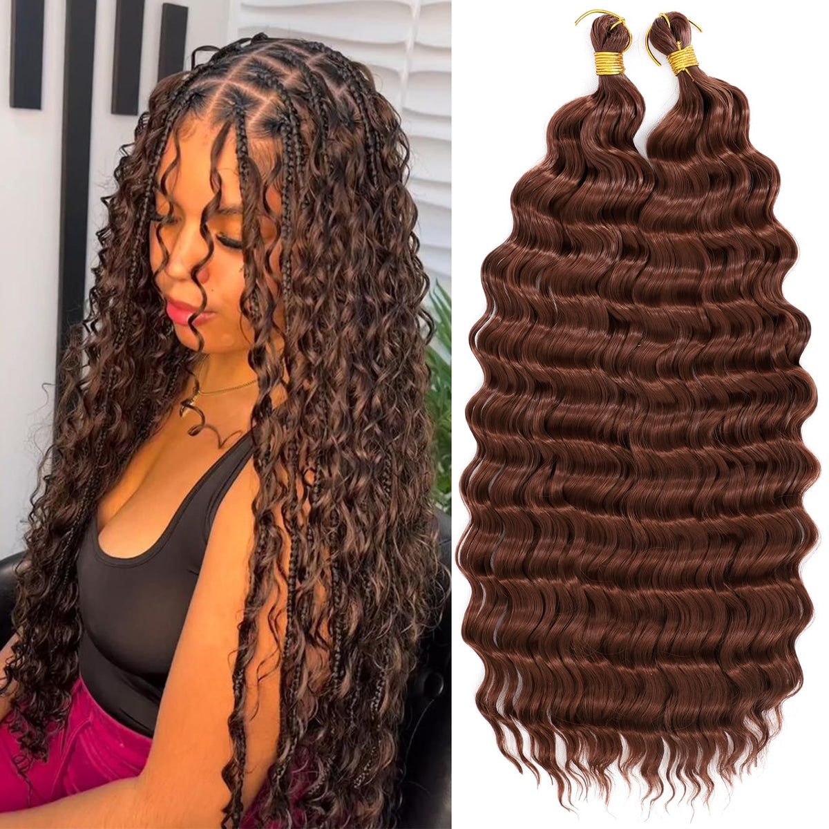EERYA deep ocean wave braiding hair 18-inch ready for protective styling.