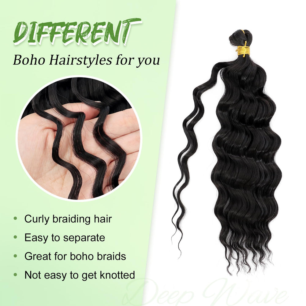 EERYA deep wave crochet hair 1B 12 inch for versatile styles
