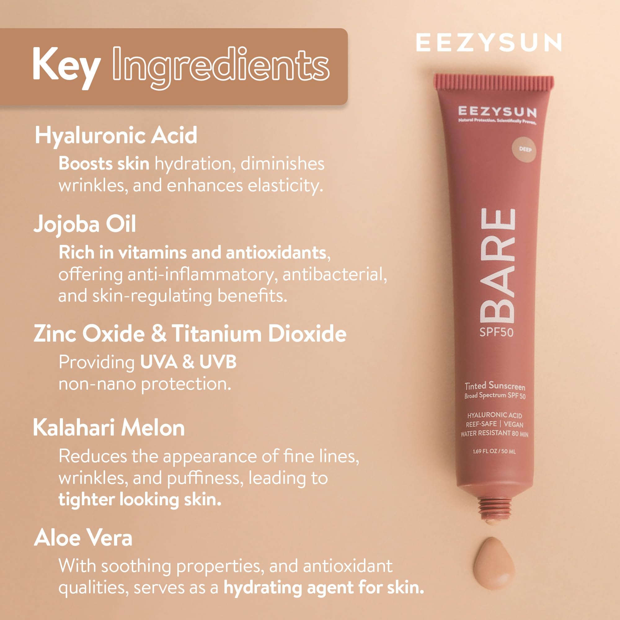 EEZYSUN BARE packaging outer box highlights vegan reef-safe formula