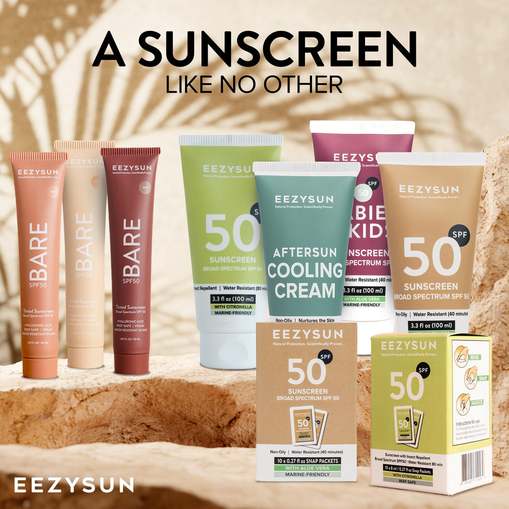 EEZYSUN Smooth non-oily application leaves a light, breathable finish.