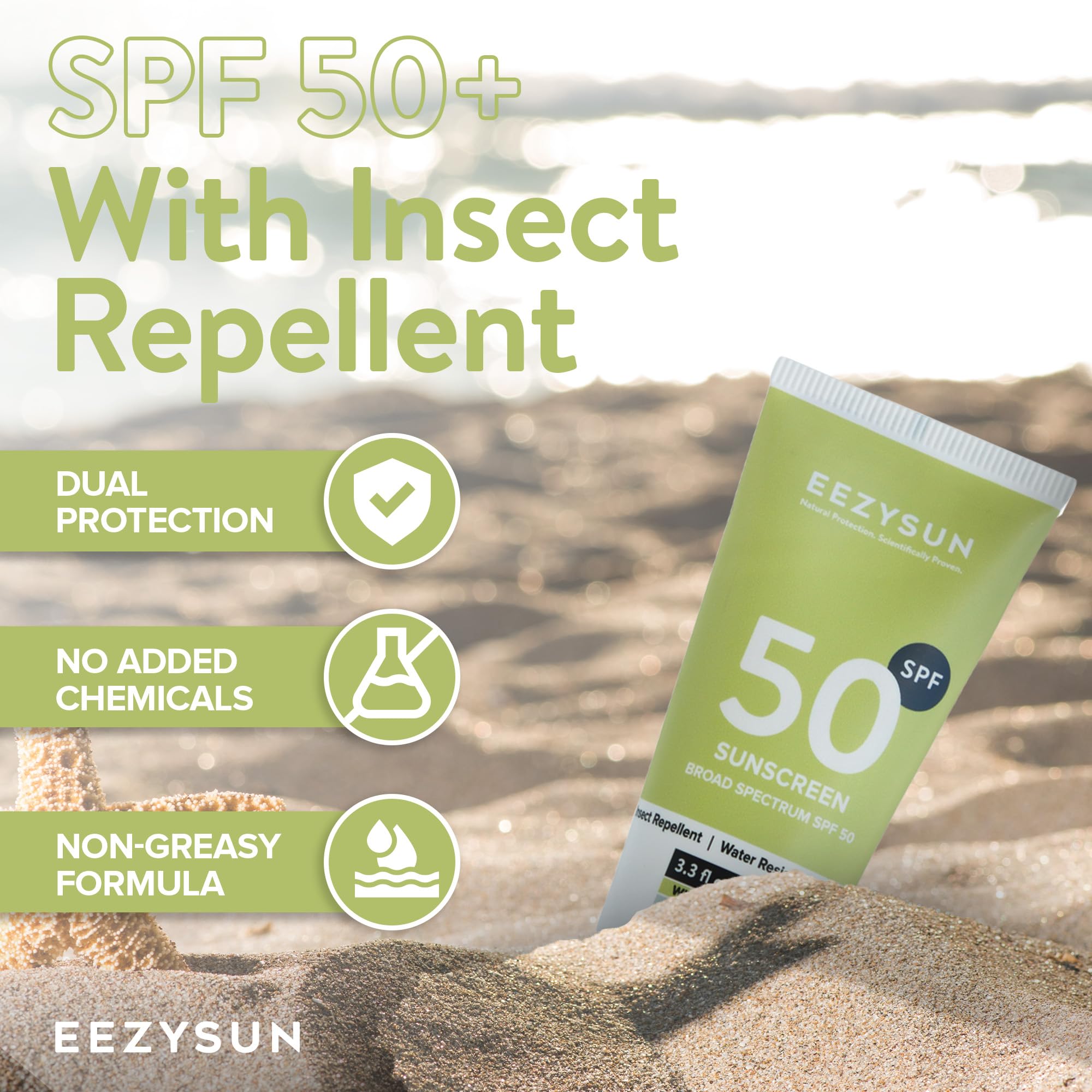 EEZYSUN SPF50 sunscreen application on skin for easy coverage during activities.