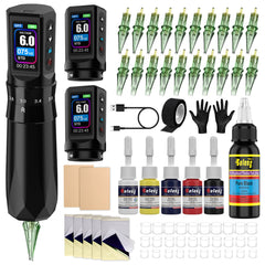 Effeer Tattoo Gun Kit front view shows a sleek cordless design for versatile tattooing.