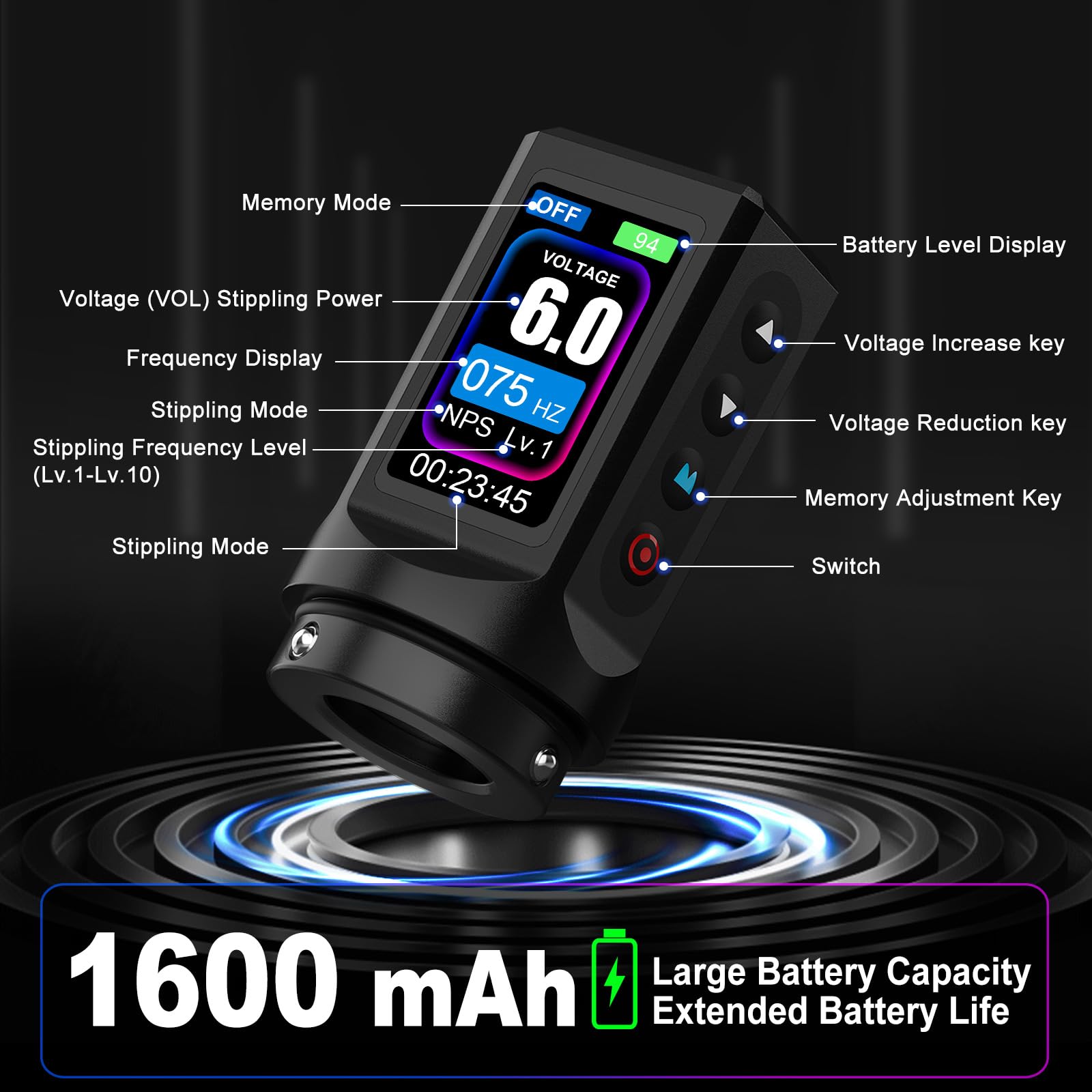 Effeer stroke-adjustment knob allows precise line control for different styles.