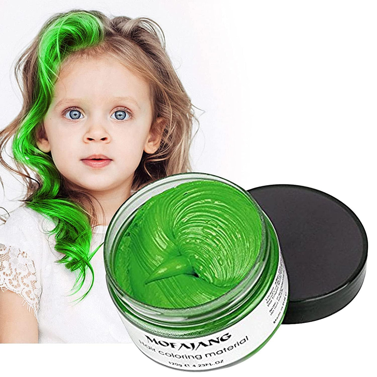 EFLY Hair Wax Green bottle close-up shows temporary color for easy styling