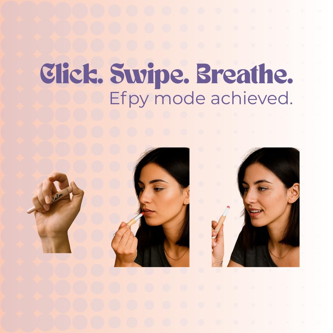 Efpy Calm lip balm usage on lips provides subtle comfort anytime.