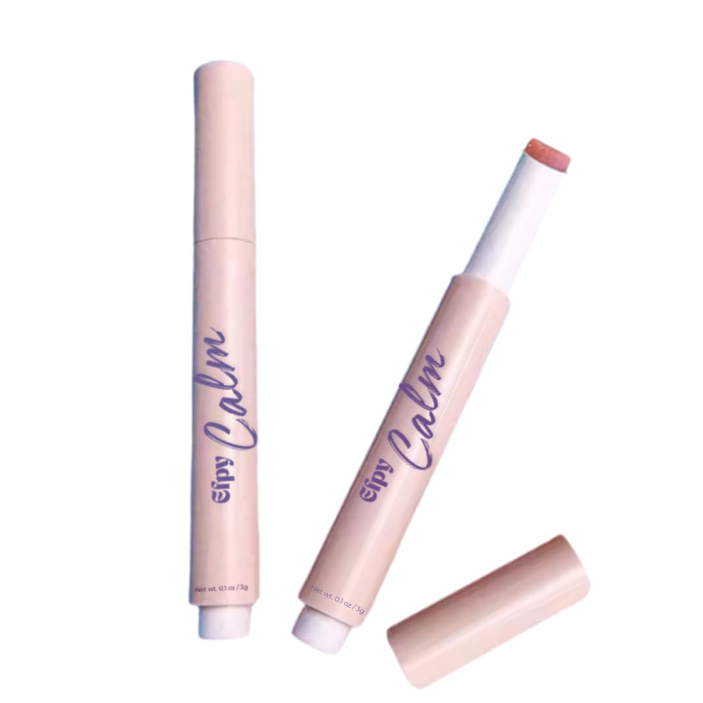 Efpy Calm lip balm cap shows precise micro-dose for on-the-go calm.
