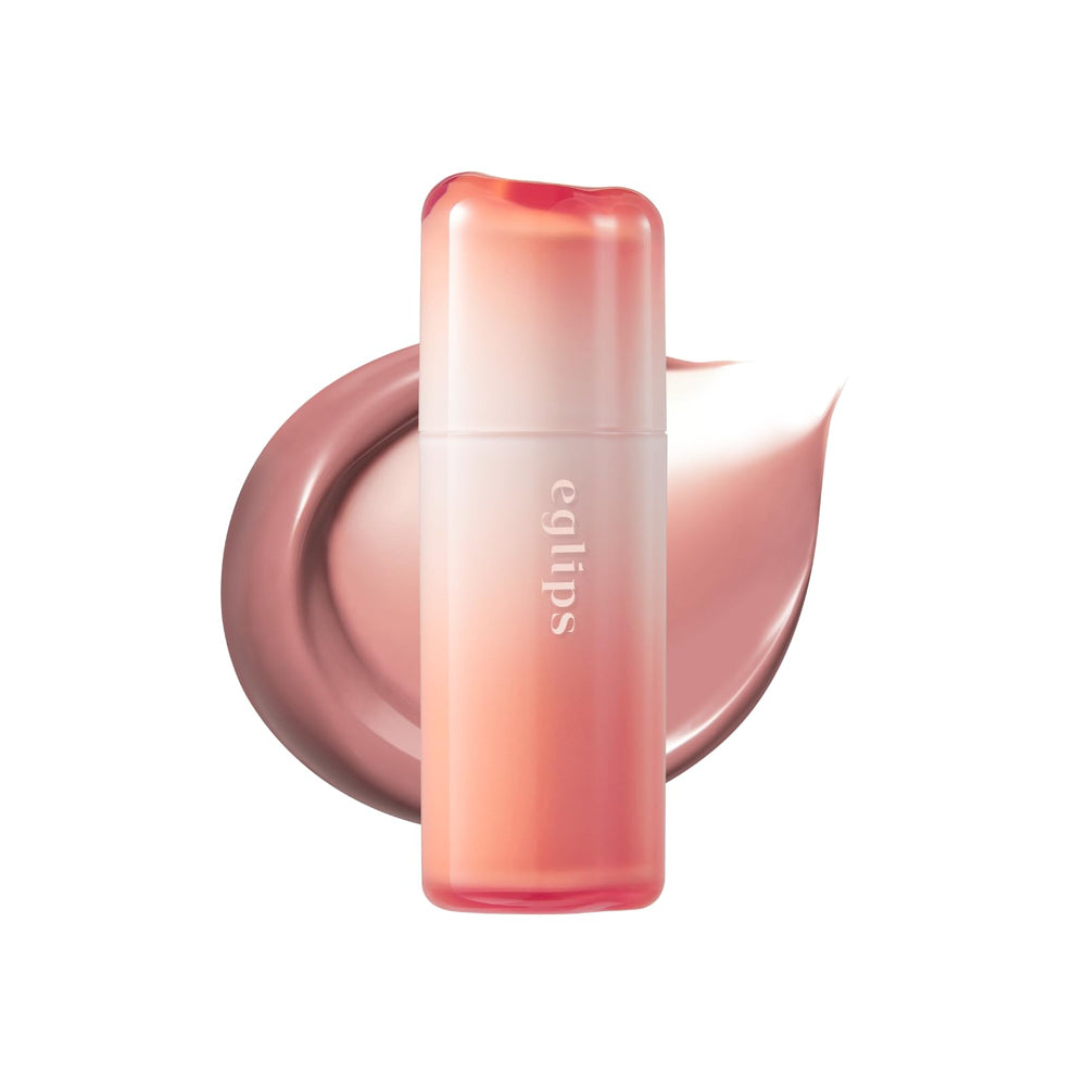 EGLIPS Dew Glaze Tint 01 Babe swatch showing sheer dewy color for everyday lips.