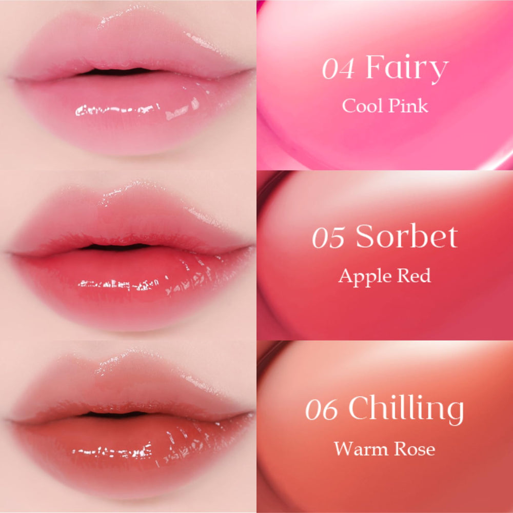 EGLIPS Dew Glaze Tint 09 Toasty lips close-up with dewy shine
