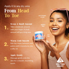 Egyptian Magic body cream provides long-lasting hydration for all-over softness.