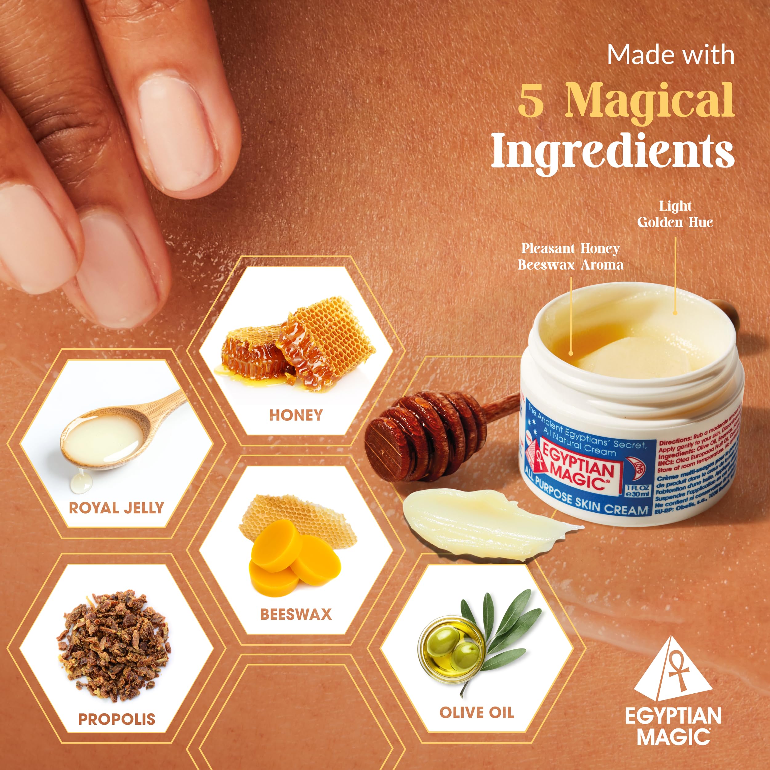 Egyptian Magic texture close-up revealing rich, silky balm for dry patches.