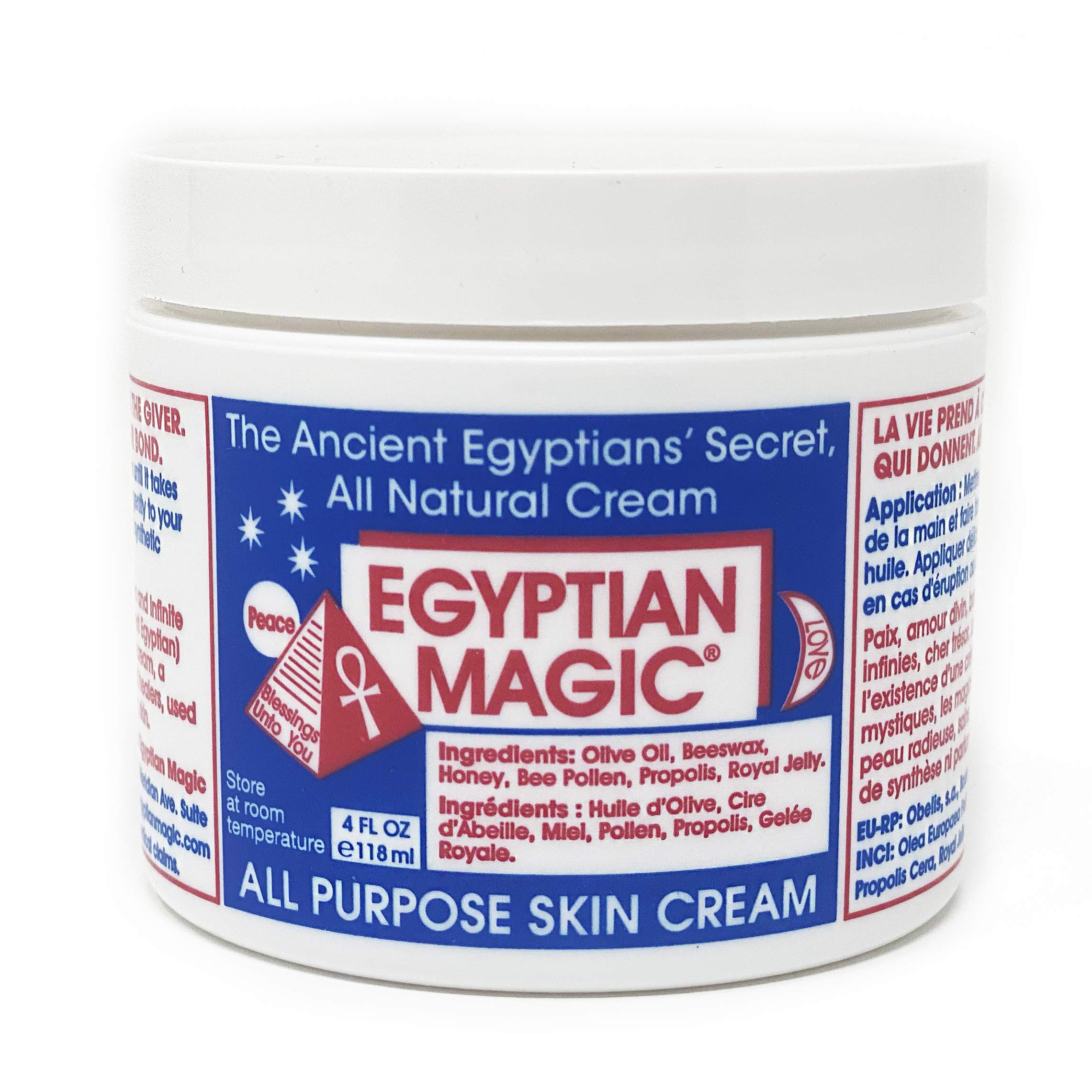 Egyptian Magic packaging and label shown on the jar.
